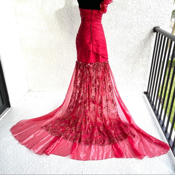 Red Cocktail Prom Pageant Dress Custom Made - Picture 4 of 6